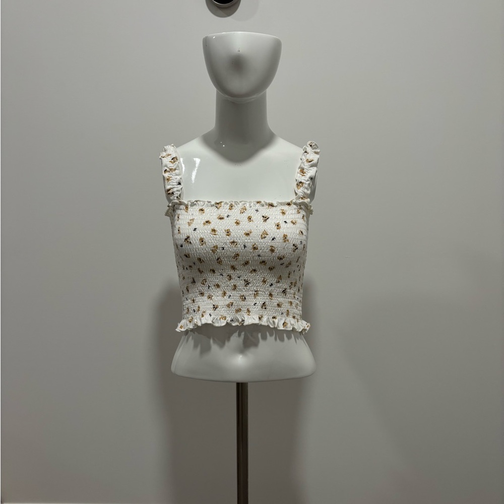 Billabong Women’s White Floral Ruffled Strap Tube Top S